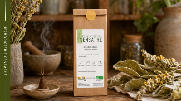 Bouillon blanc en vrac bio pour préparer un cône d’encens au bouillon blanc maison - Herboristerie Sensathé Bouillon blanc en vrac bio pour préparer un cône d’encens au bouillon blanc maison - Herboristerie Sensathé